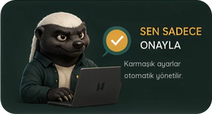 Sen sadece onayla — karmaşık ayarlar otomatik yönetilir.